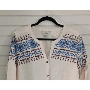 Bob Timberlake Aztec Western Cotton Women’s Button Up Shirt Sz Med Embroidered